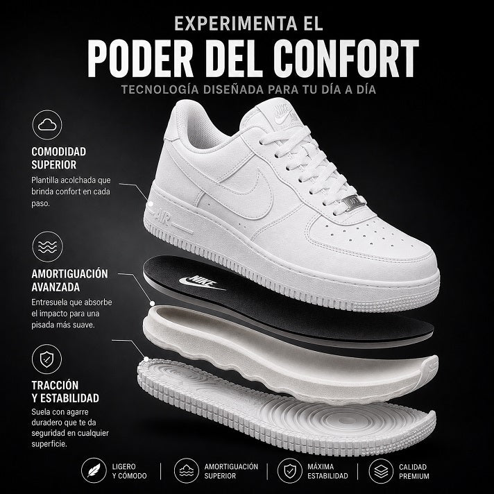 🔥 Tenis Nike Air For One Blanco - Unisex